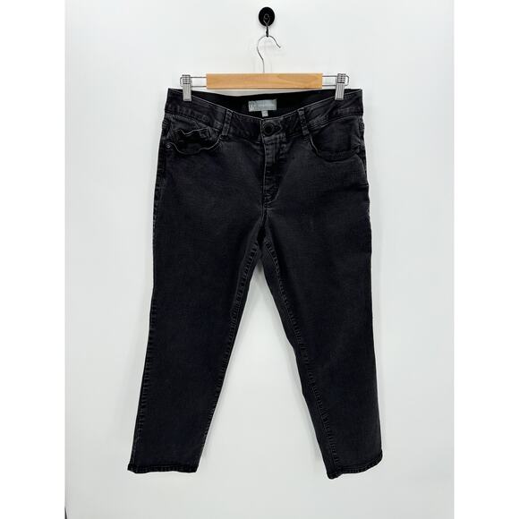 Wit & Wisdom Jeans Women 14P Black Wash Stretch Waist High Rise Ankle Straight - Picture 1 of 9